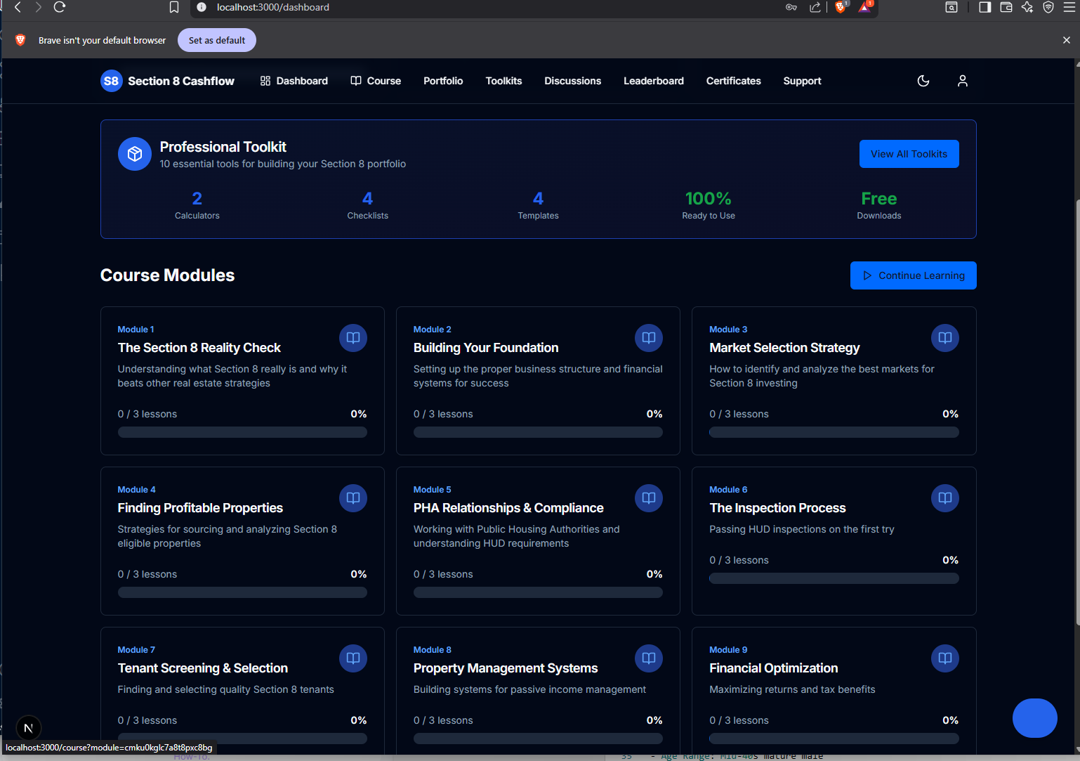 Section 8 Landlord Cashflow Academy Dashboard